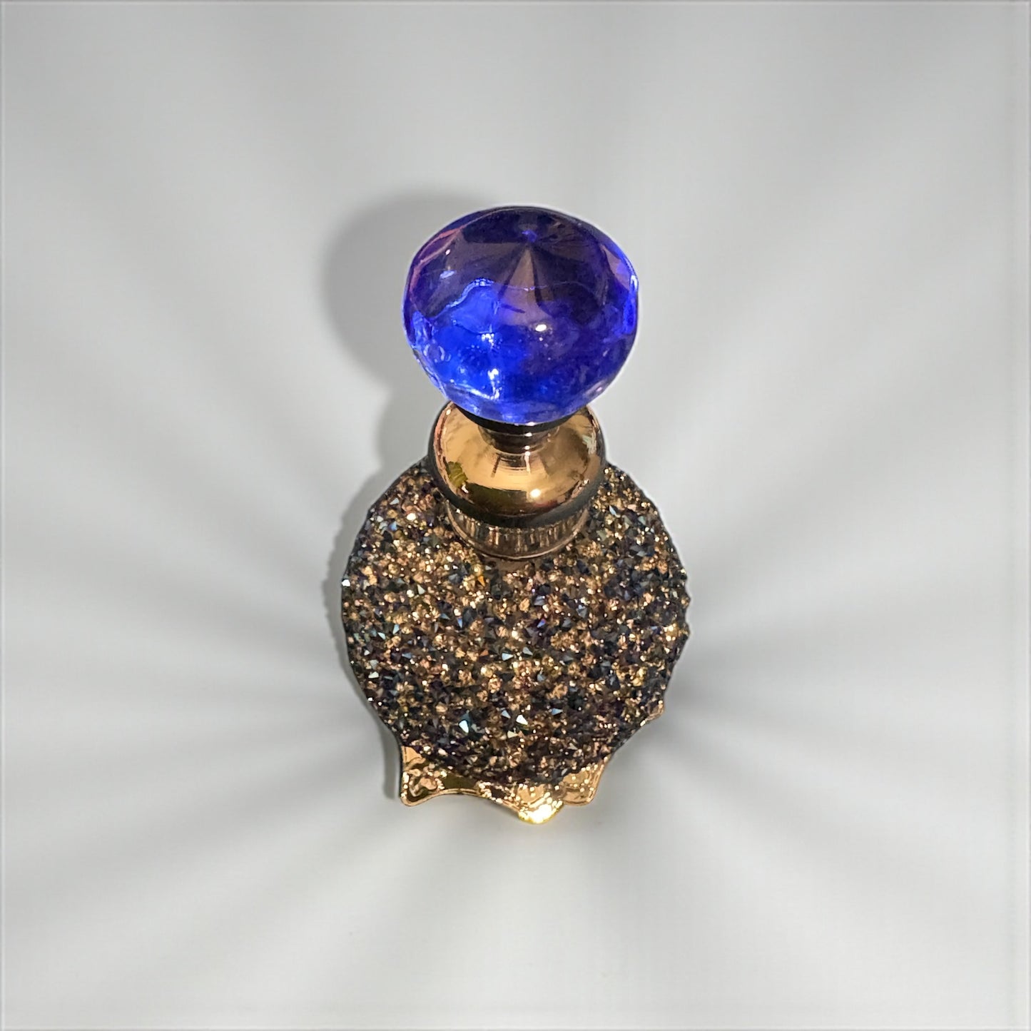 Elegant blue vintage perfume bottle