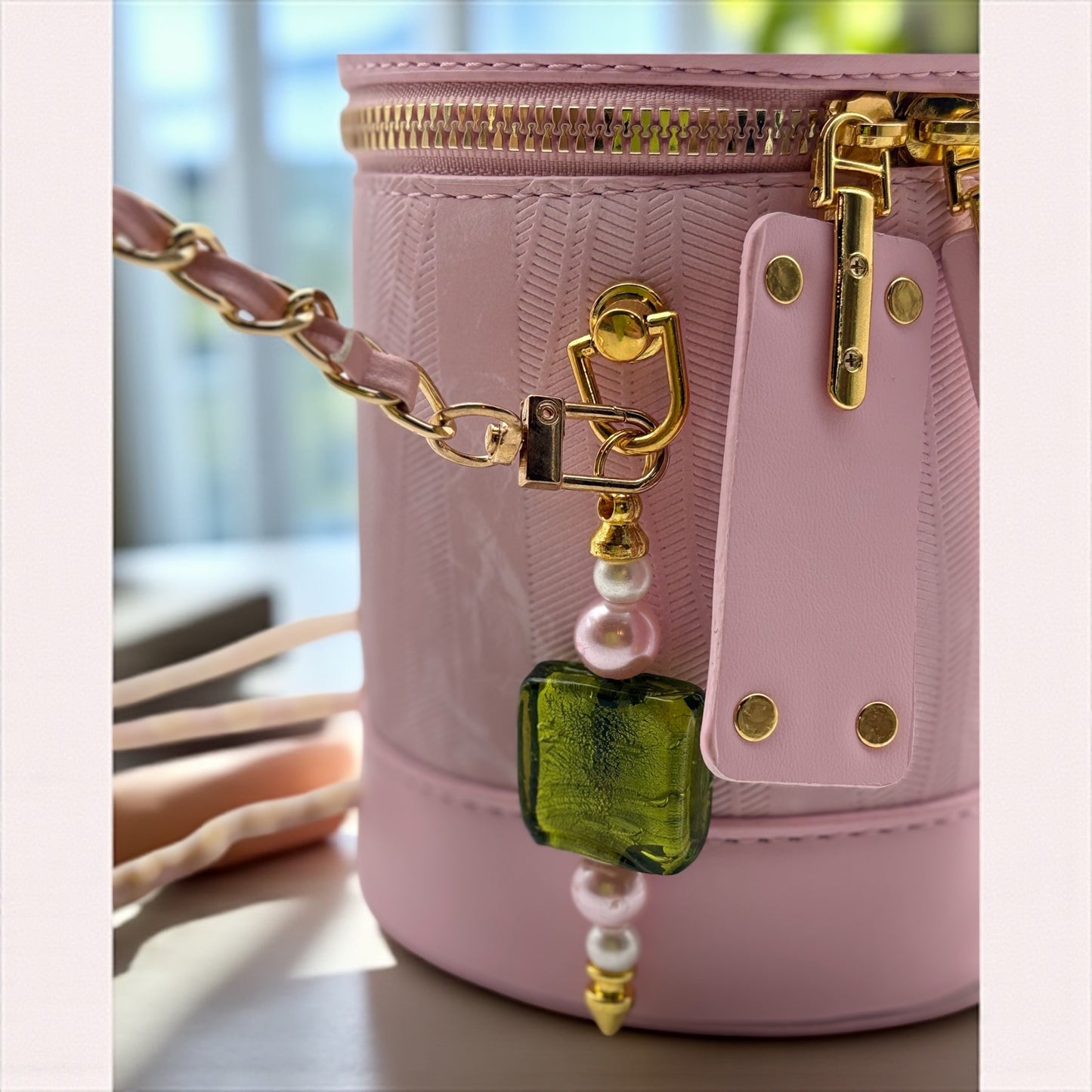 Pink Faux Leather Bucket Purse