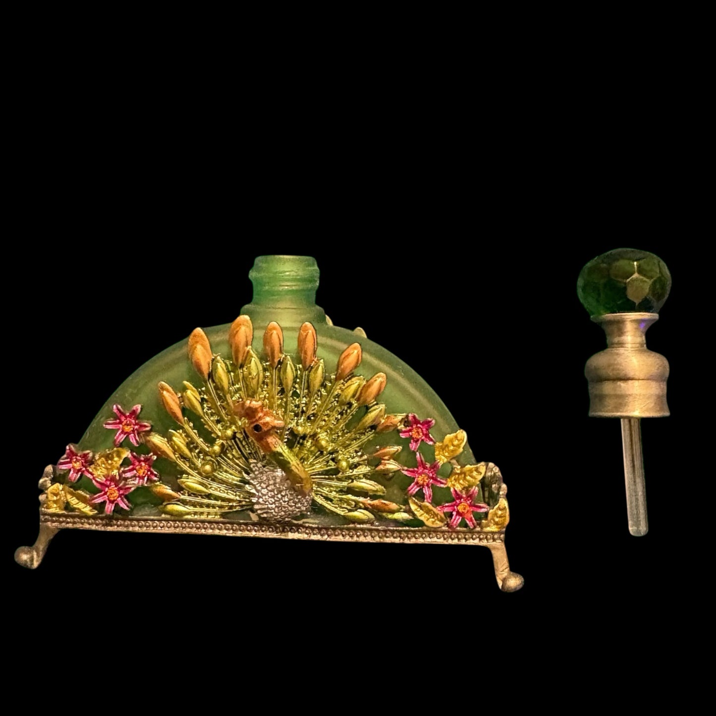 Vintage Green & Pink Perfume Bottle