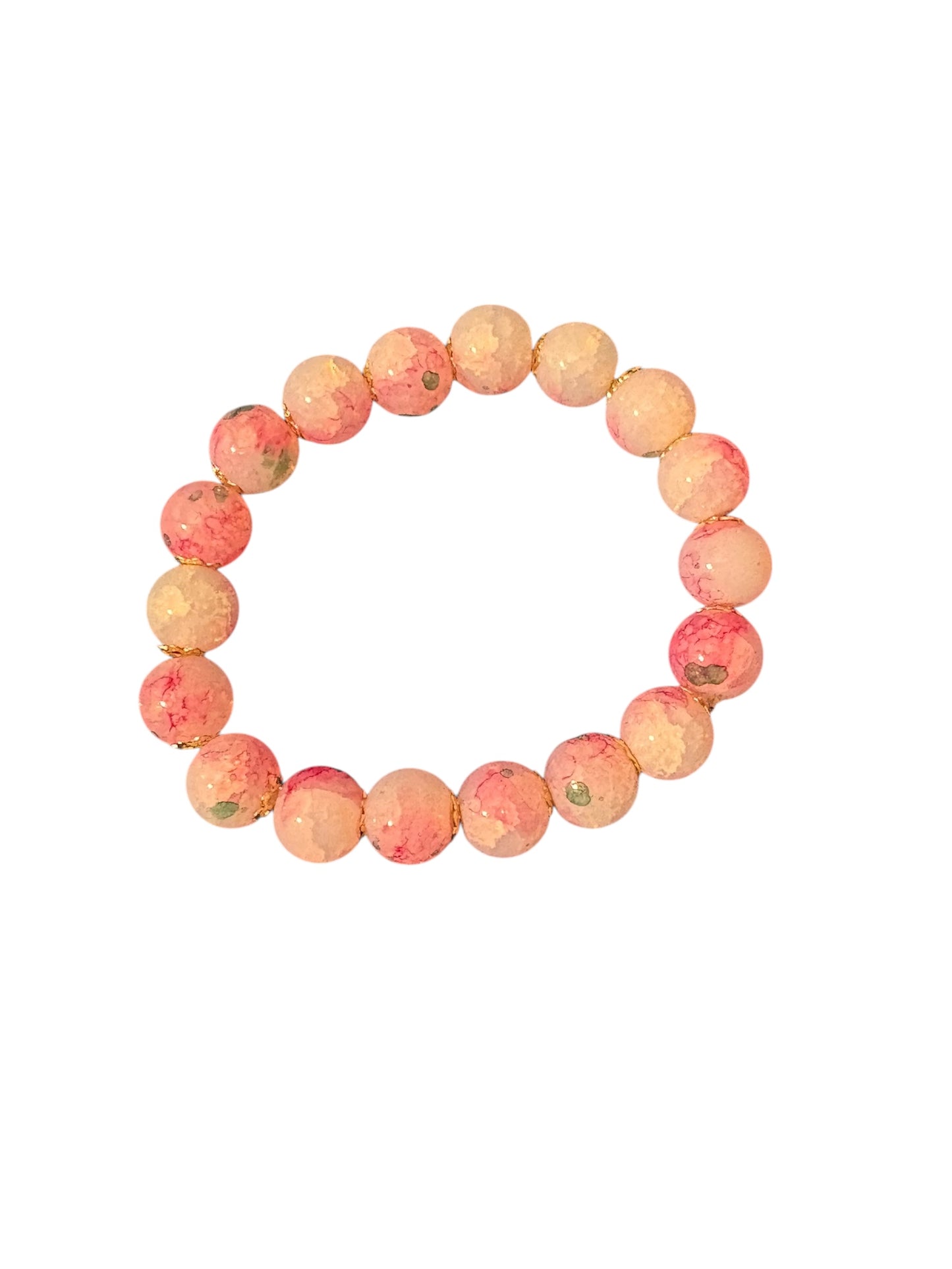 Handmade Pink and Green Glass Bead Bracelet Set