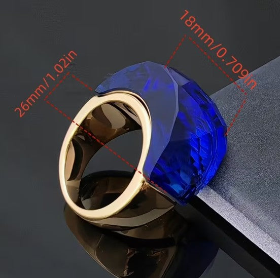 Blue and Gold Statement Ring