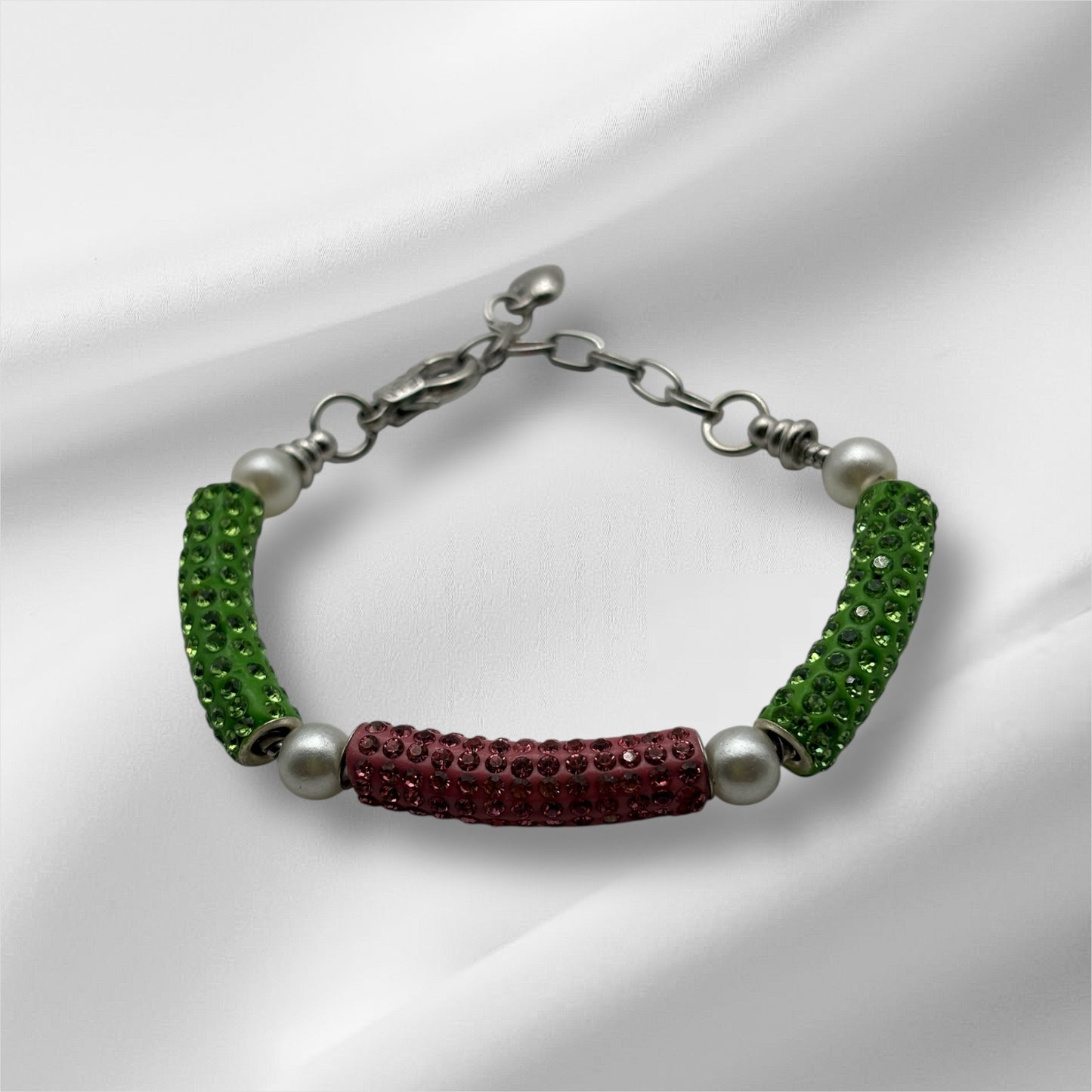 Rhinestone and faux pearl bracelet