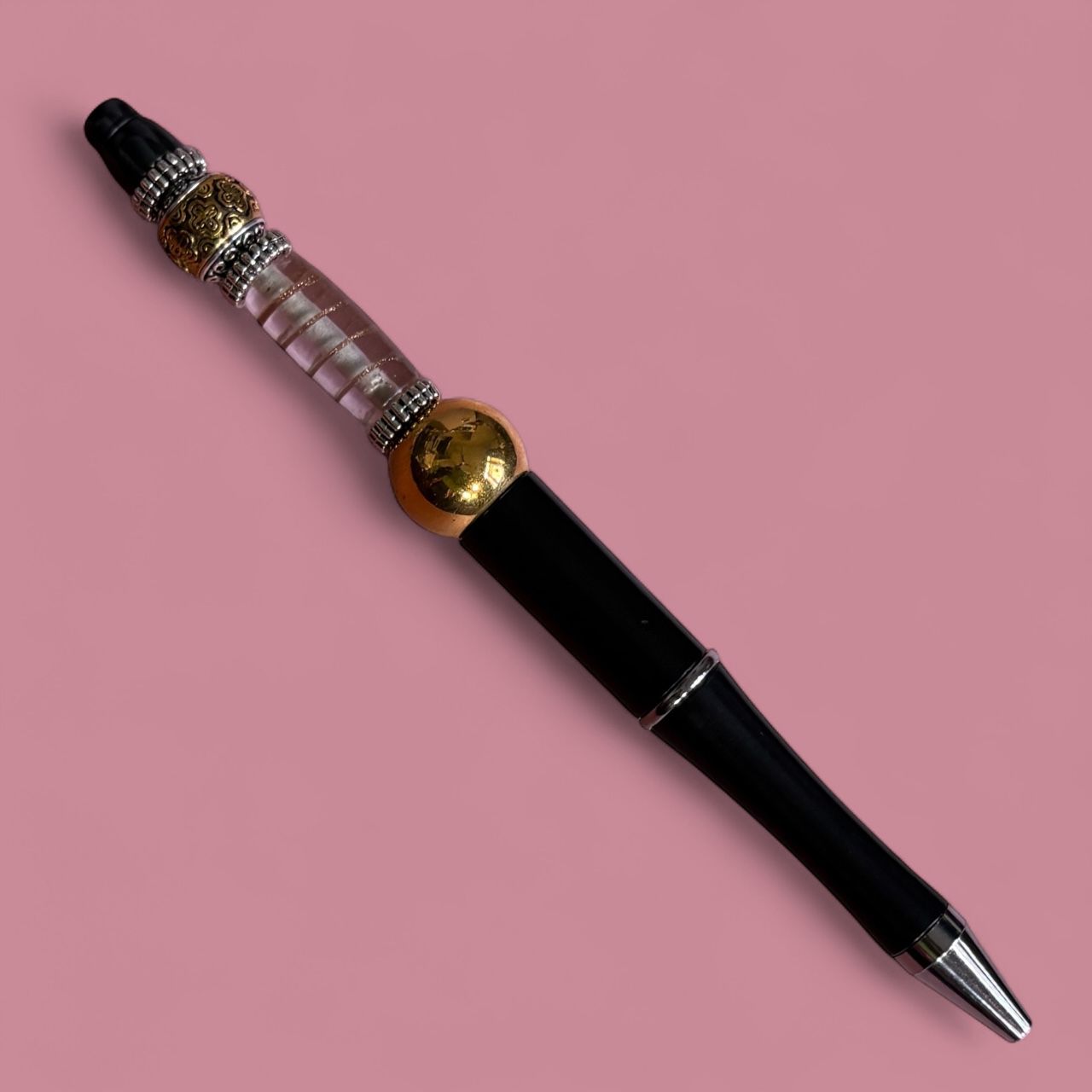 Black & Gold Artisan Pen - Handmade Lampwork Glass Bead