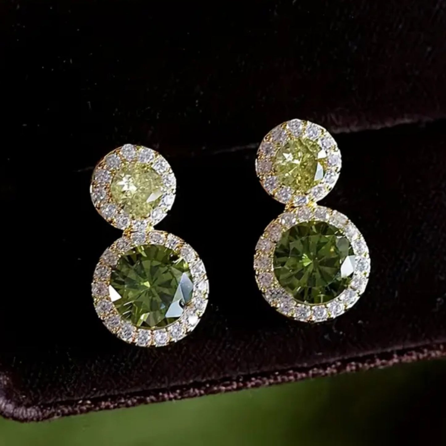 Green Stud and Drop Earrings