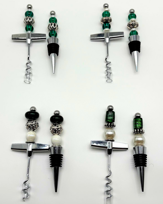 Elegant Wine Accessories Gift Set with Luxurious Keepsake Box & Sophisticated Handwritten Message Card (Emerald Green & White)