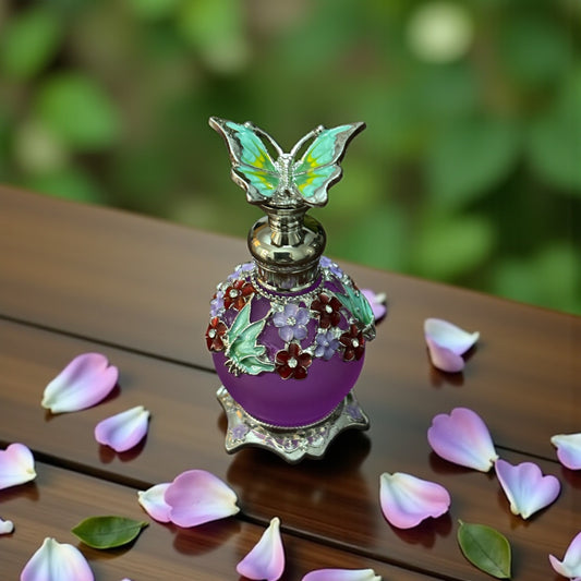 Lavender butterfly and flower perfume bottle