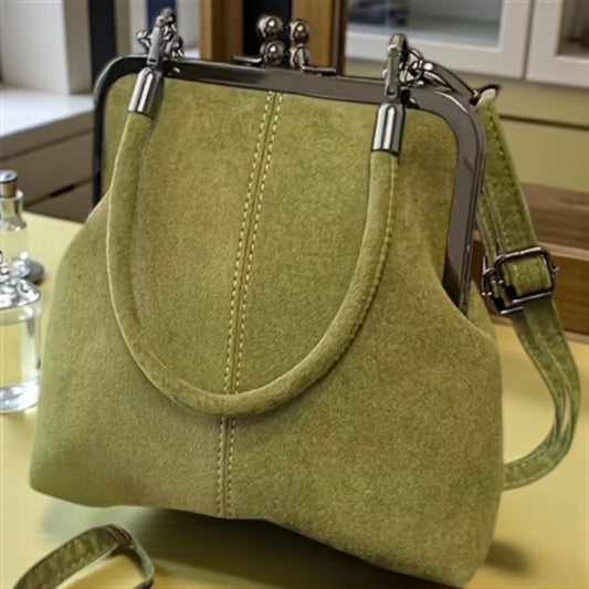 Soft Green Purse with Interchangeable Handle and Strap