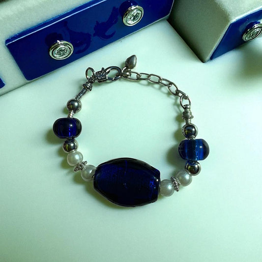 Handcrafted Lampwork Glass & Stainless Steel Bracelet