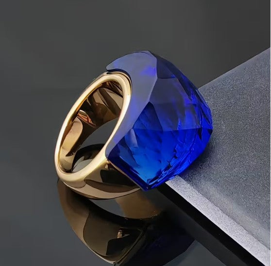 Blue and Gold Statement Ring
