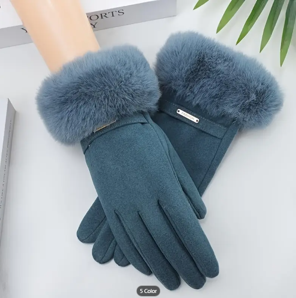 Glove with Beautiful Faux Fur Trim