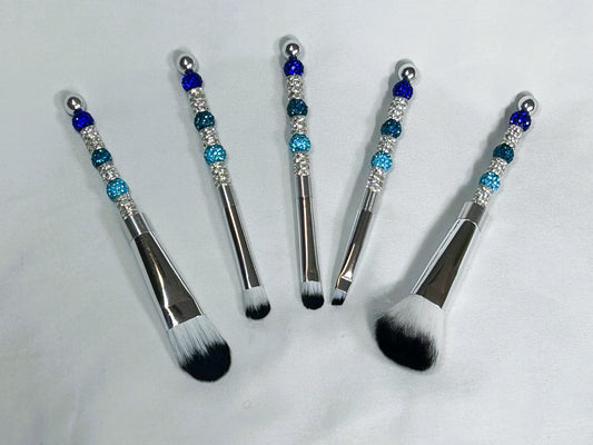 Blue Hues Embellished Make Up Brushes