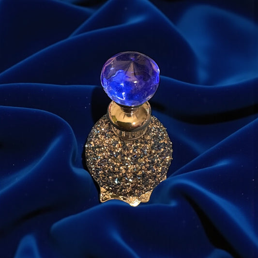 Elegant blue vintage perfume bottle