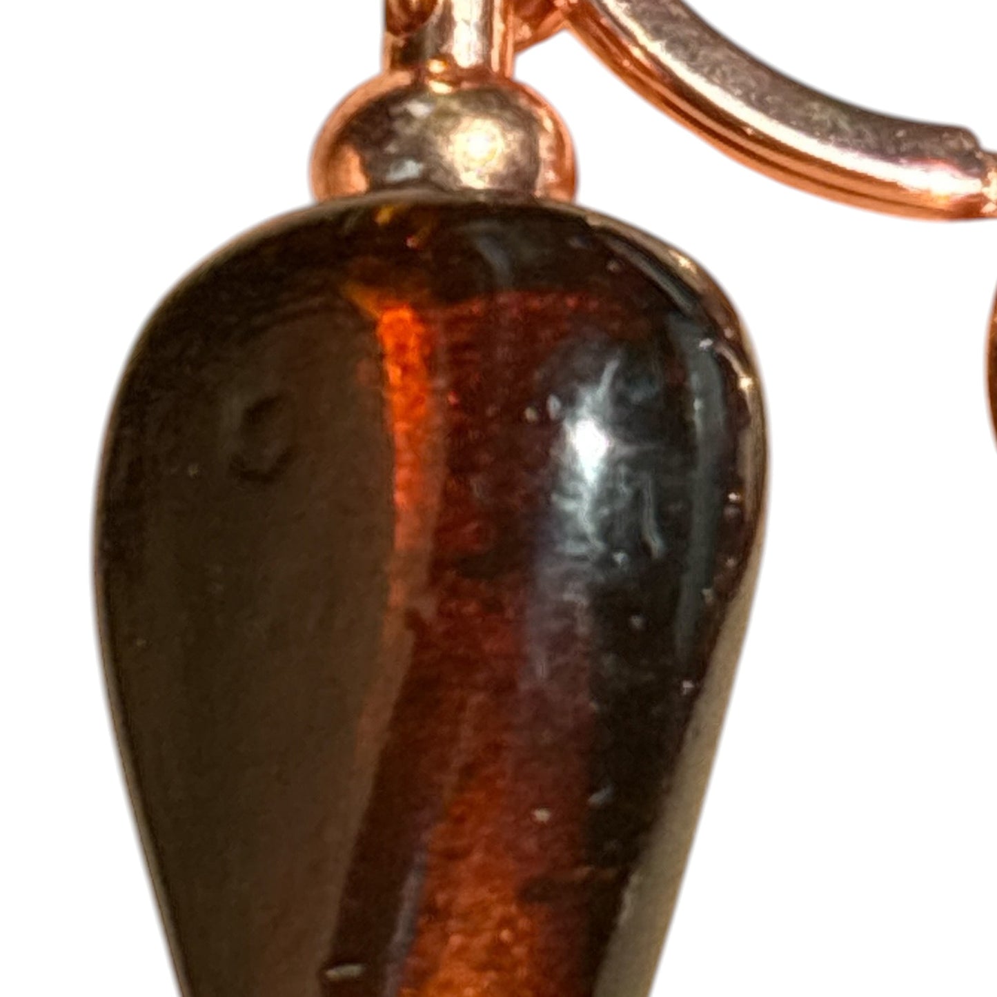 Regal Artisan Lampwork Bead Keychain & Bag Charm – Amber, Bronze & Rose Gold