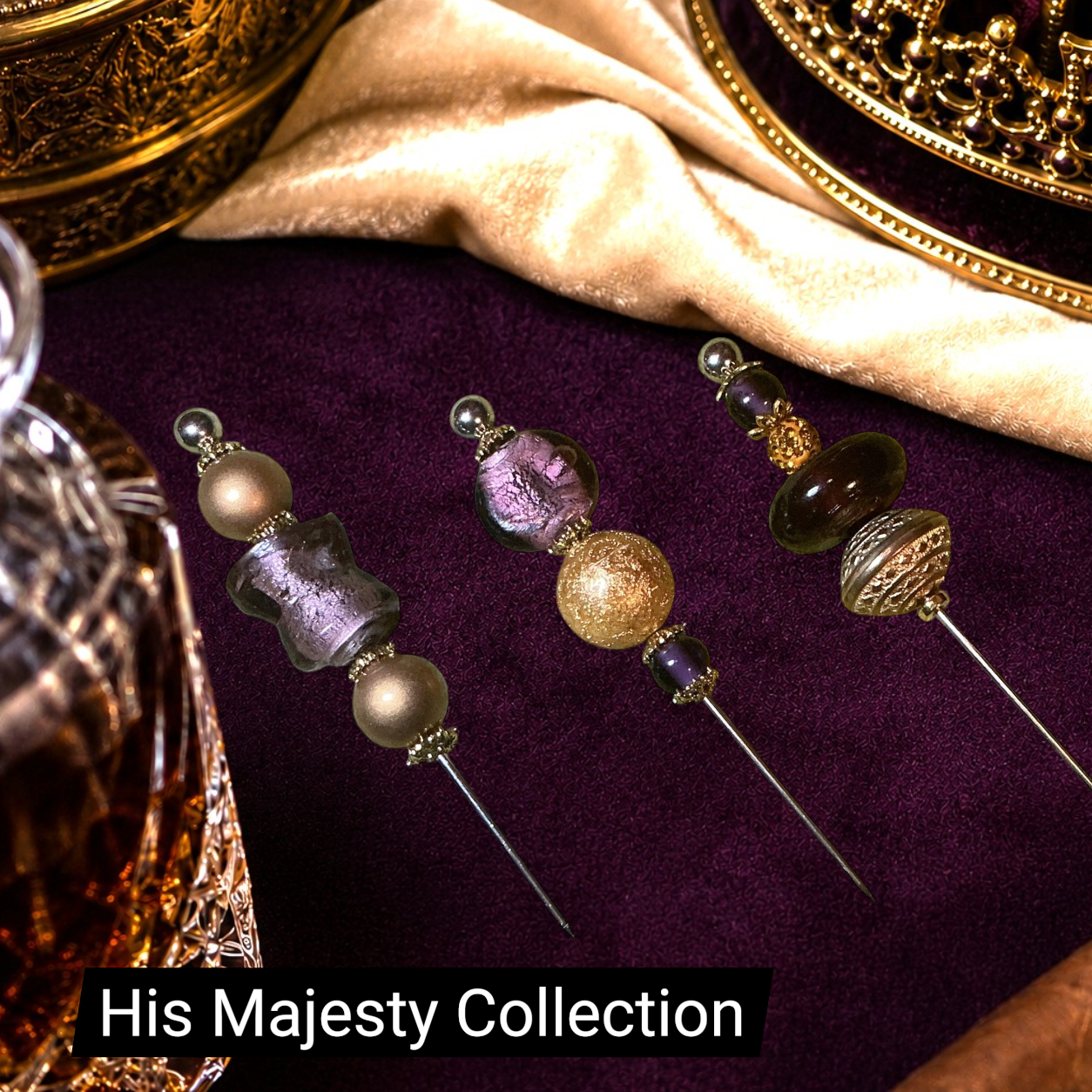 His Majesty Purple and Gold LUX Designer Collection Cigar Pokers Collection - Beaded Cigar Pick (Copy)