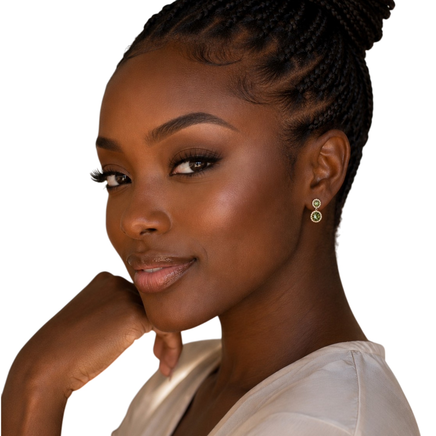 Green Stud and Drop Earrings