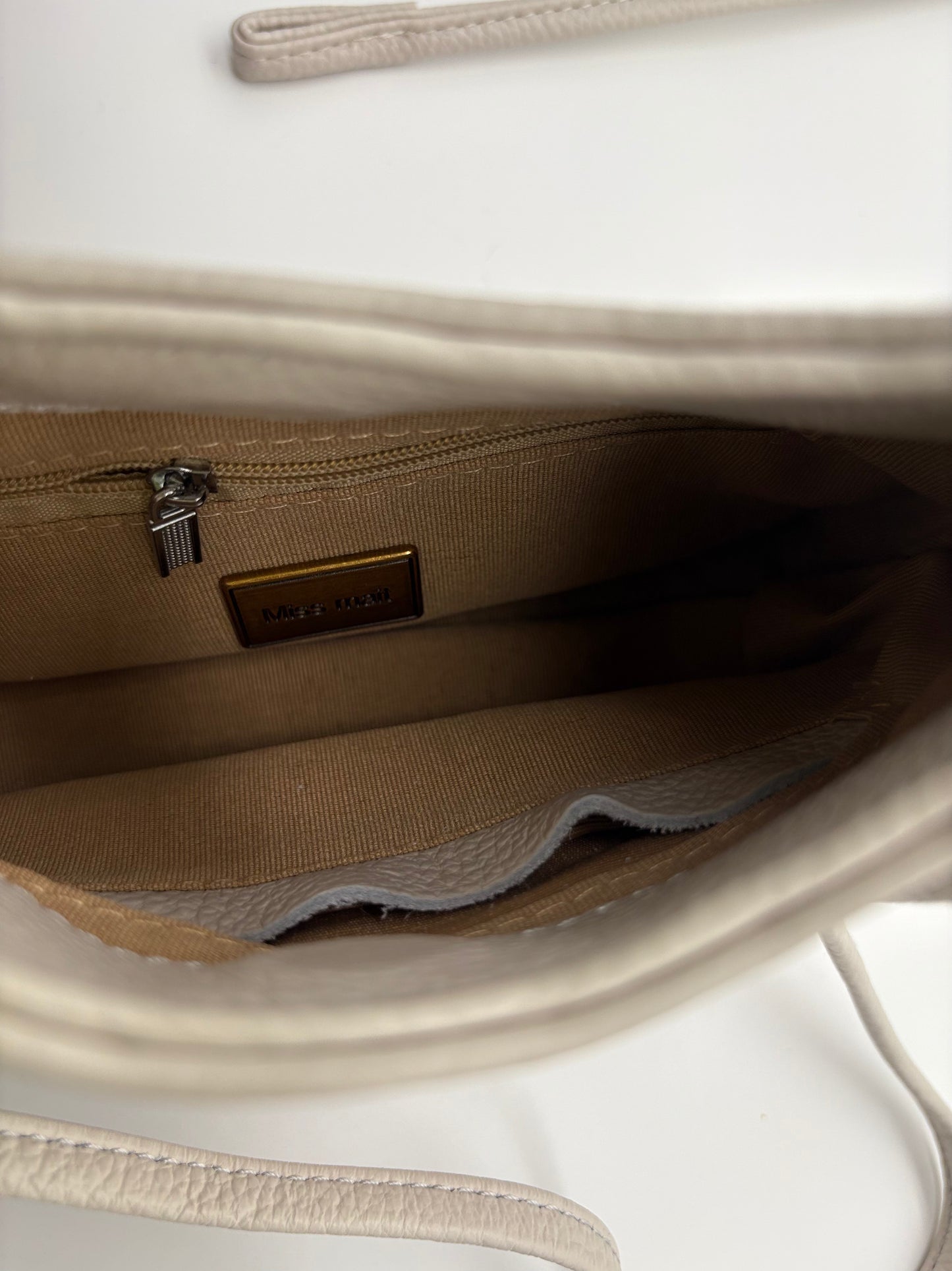 Genuine Leather White Small Purse with Pink & Green Glass Lampwork Beads