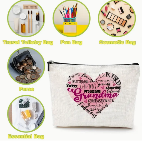 Grandma Heart Cosmetic Bag