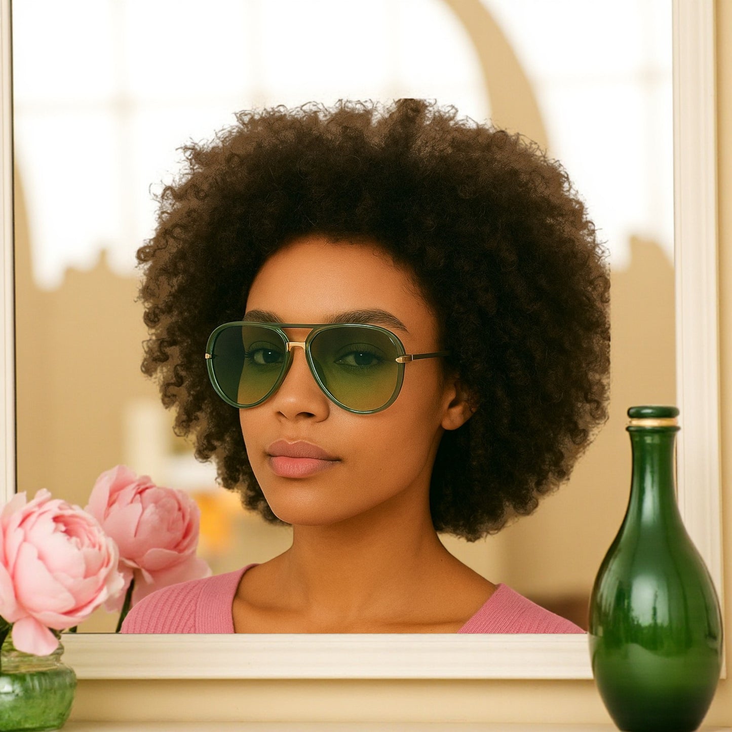 Green Aviator Sunglasses