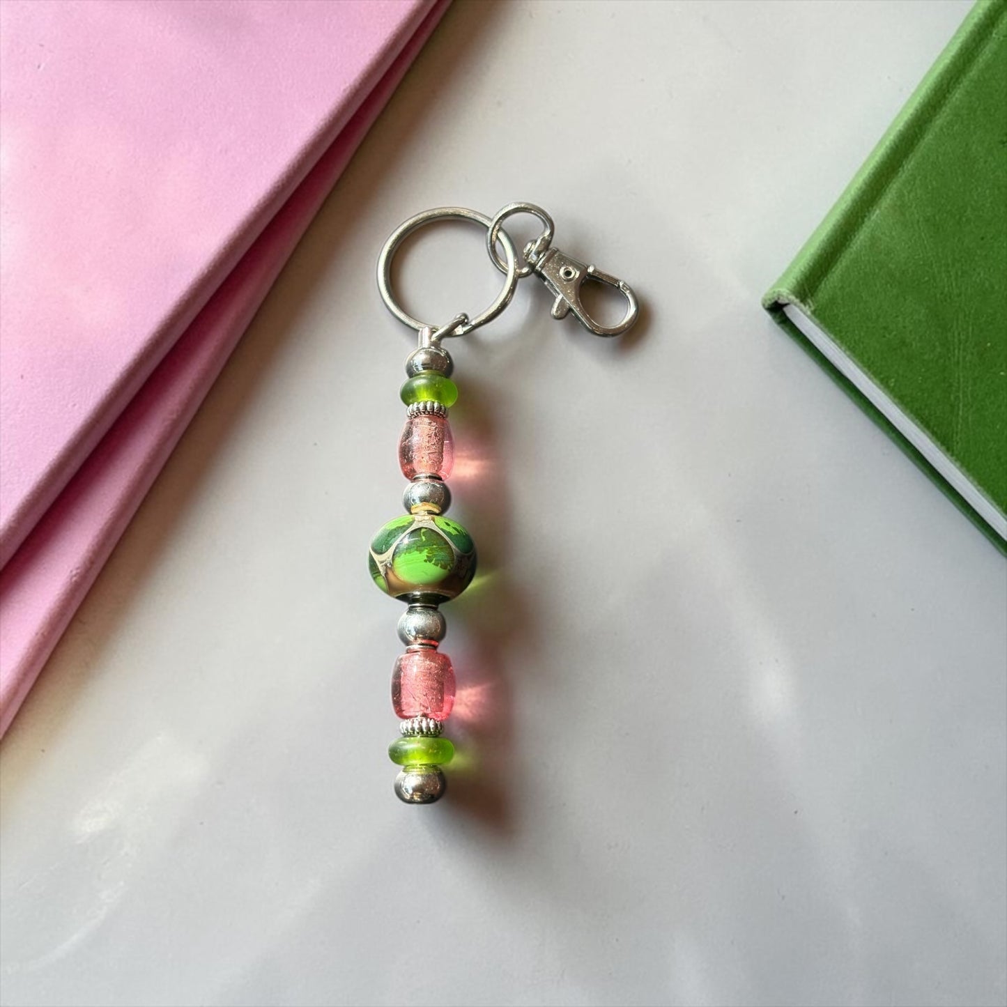 Handmade Pink and Green Keychain AKA Inspired