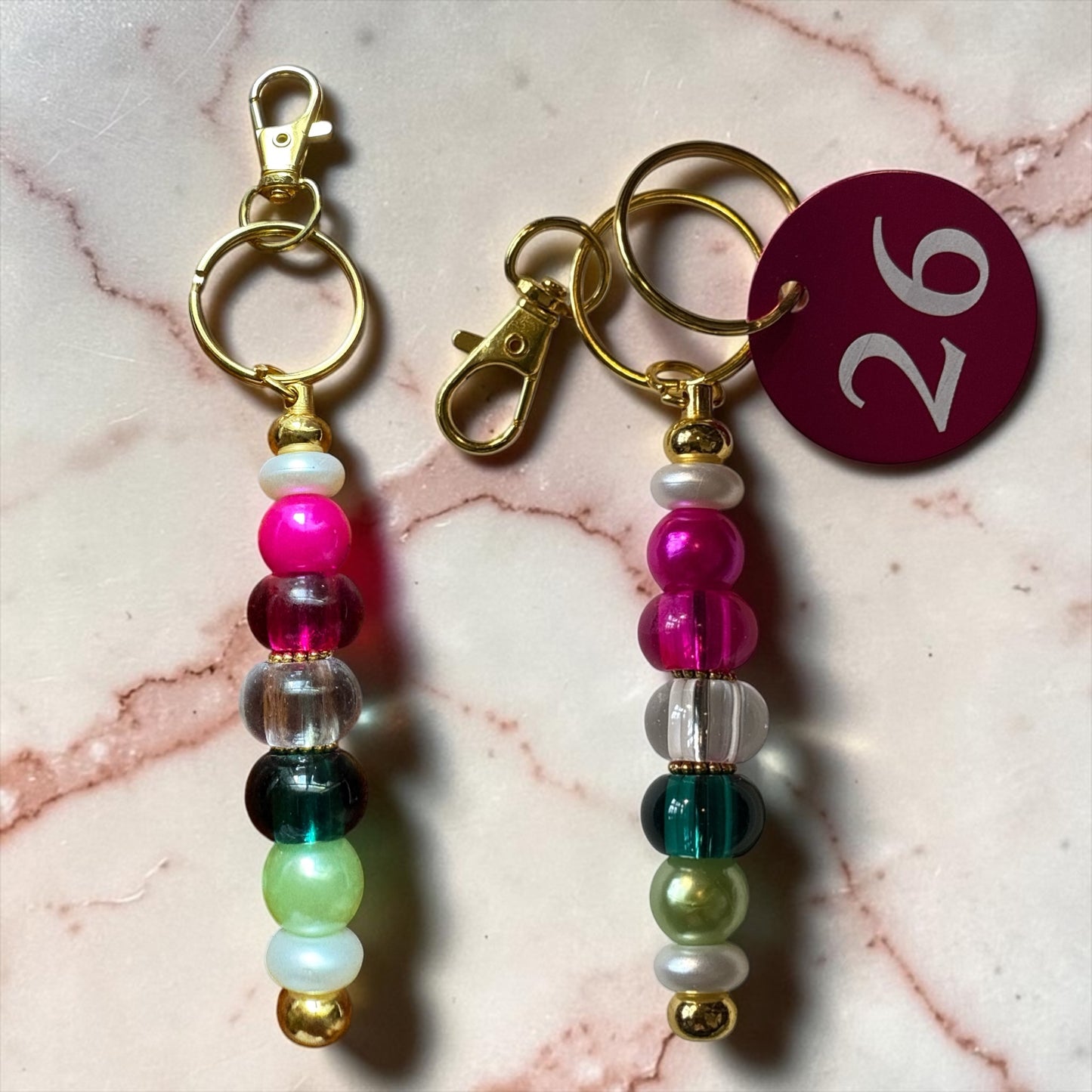 Handmade Pink and Green Keychain Bag Charm