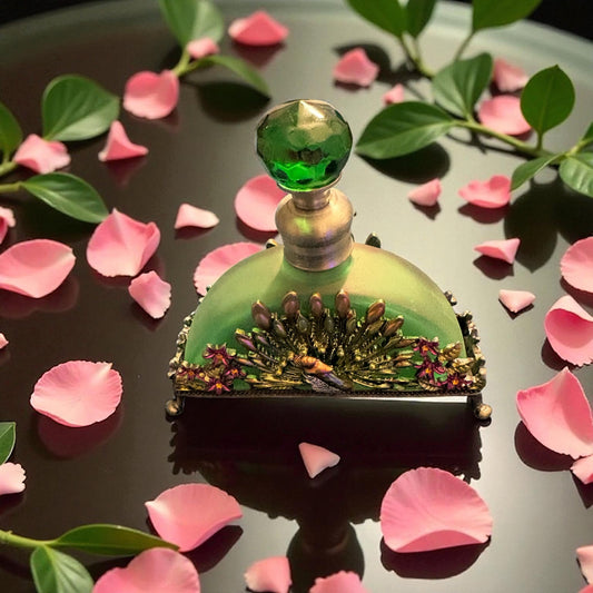 Vintage Green & Pink Perfume Bottle