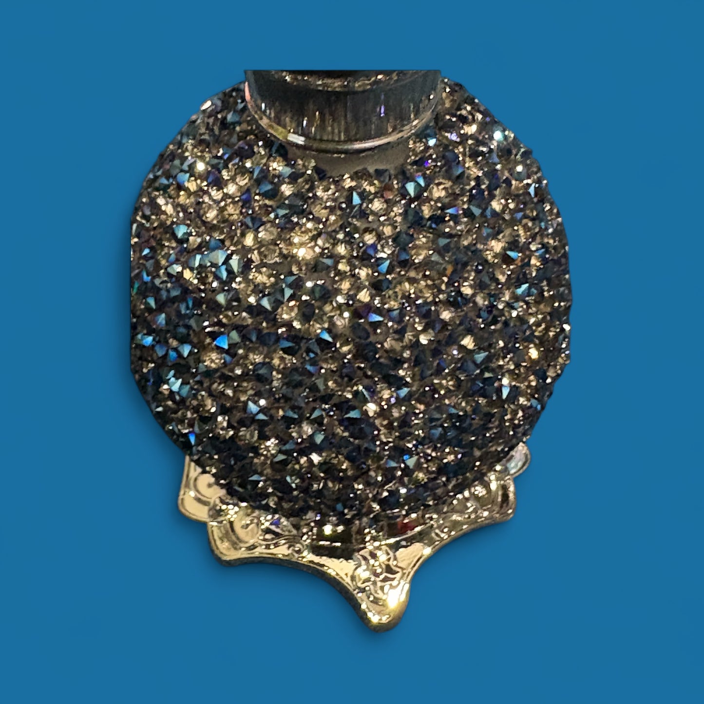 Elegant blue vintage perfume bottle