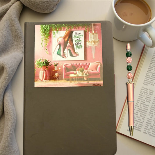 Elegant Pink and Green Pen and Notebook Set