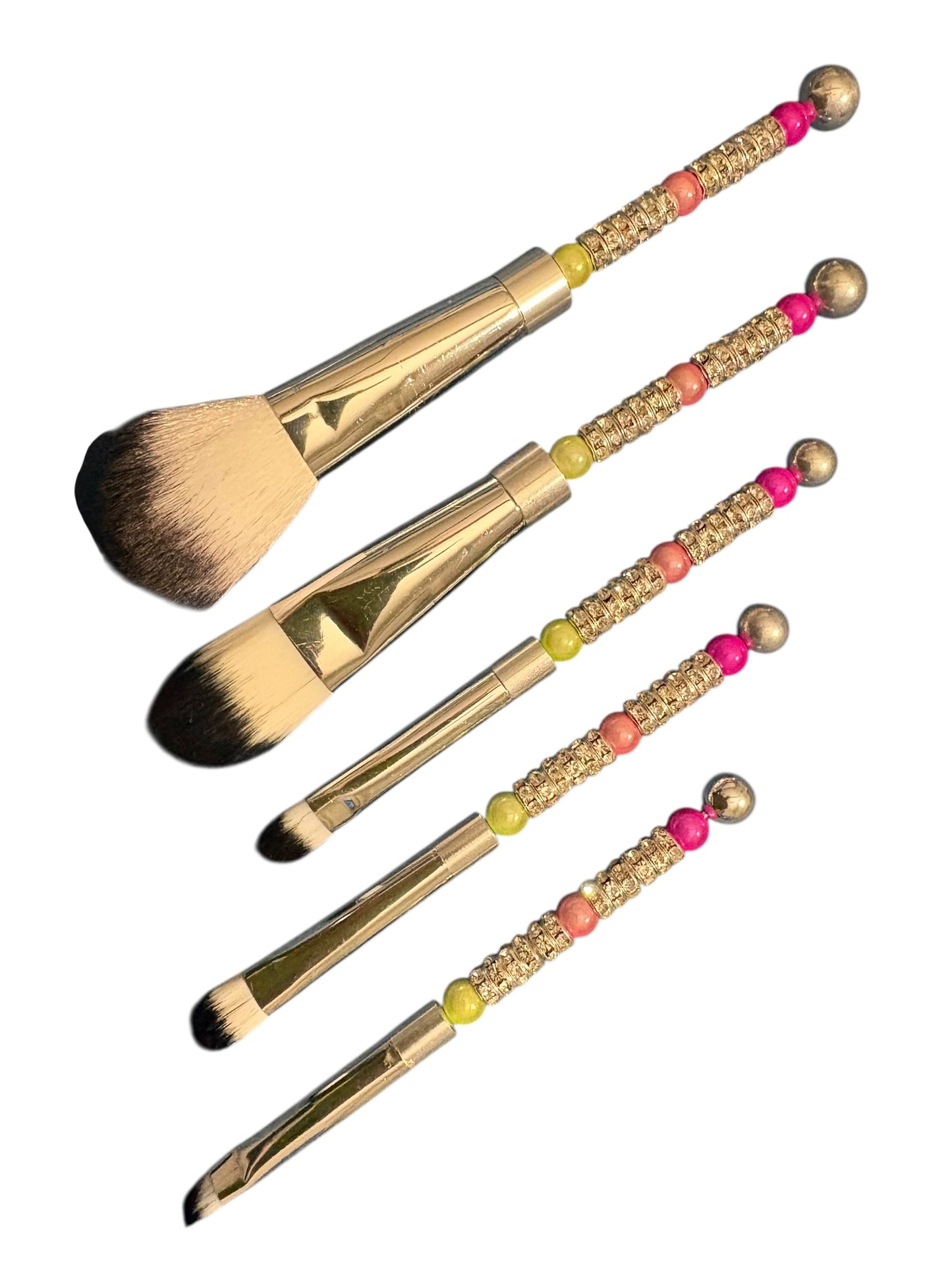 Handmade Jeweled Make Up Bag and Brushes Set