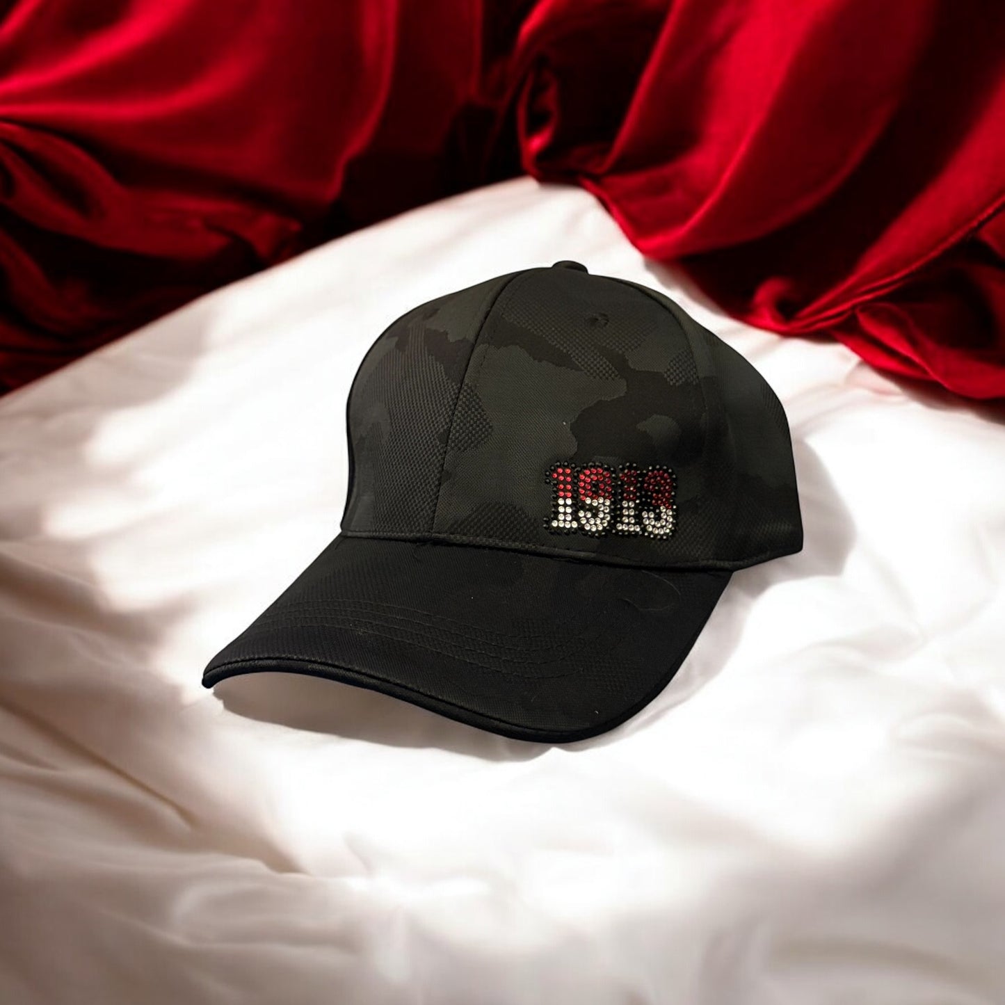 Black on Black Camouflage Hat with Rhinestone "1913" for DST