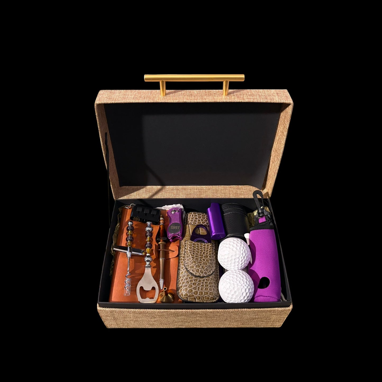 The Grand Omega: Purple and Gold Men's Gift Set Golf Cigar Father's Day