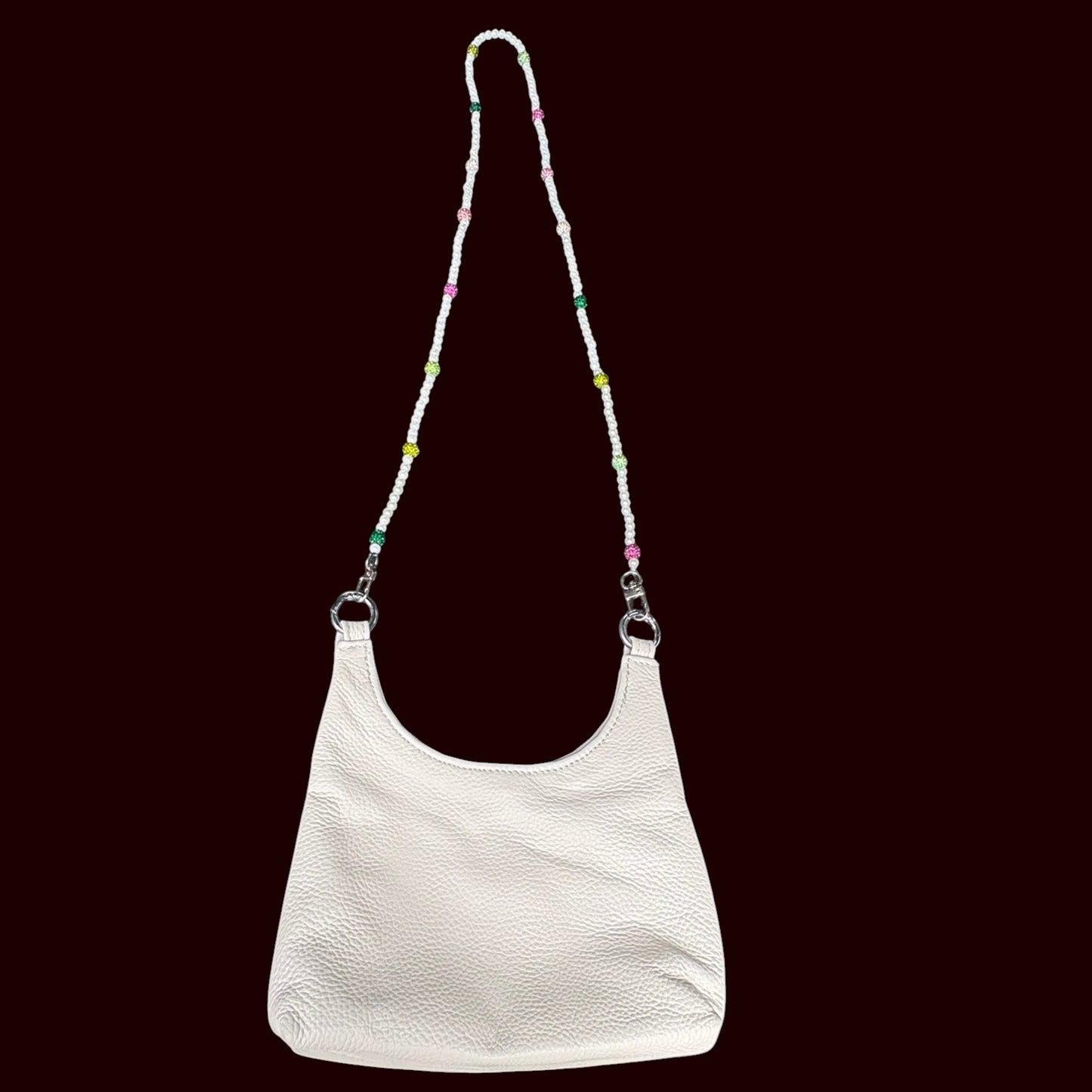 White Leather, Beaded Shoulder Bag, Rhinestone Handbag, | AKA Inspired Colors Cross Body