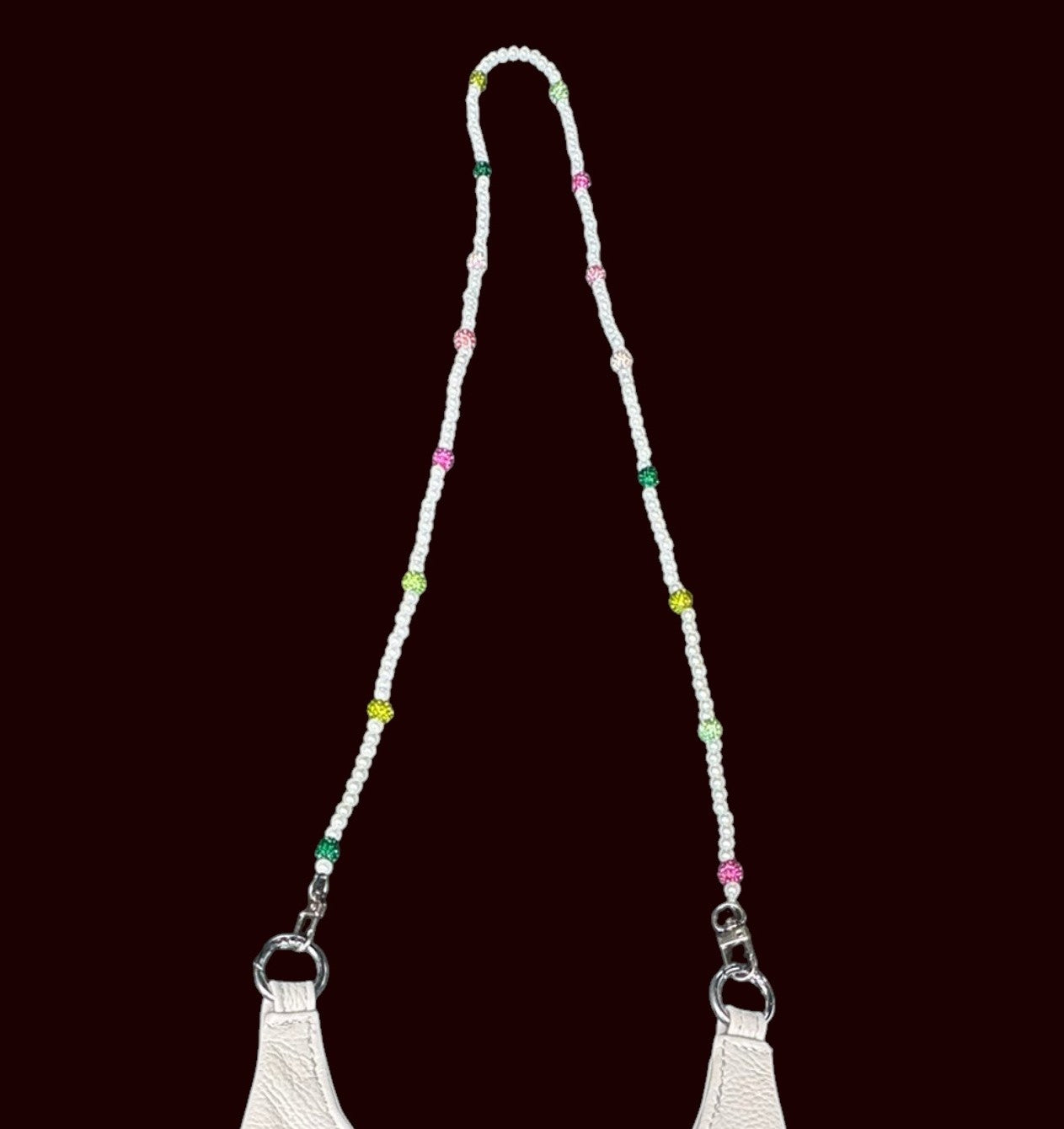 White Leather, Beaded Shoulder Bag, Rhinestone Handbag, | AKA Inspired Colors Cross Body