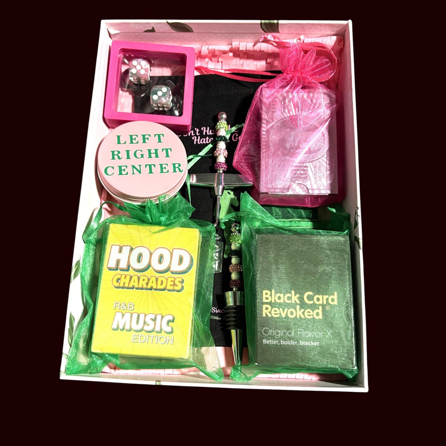 Pink and Green in Las Vegas Game Night Luxury Cardboard Floral Box - One of a kind