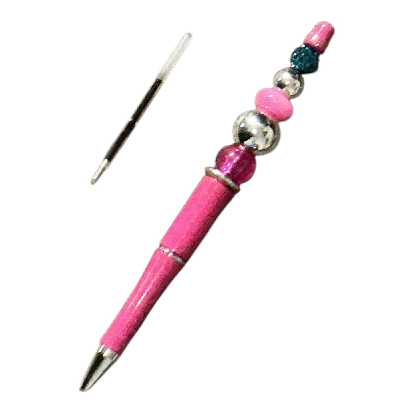 Island-Inspired Pink Jeweled Journal & Handcrafted Beaded Pen Set One-of-a-Kind
