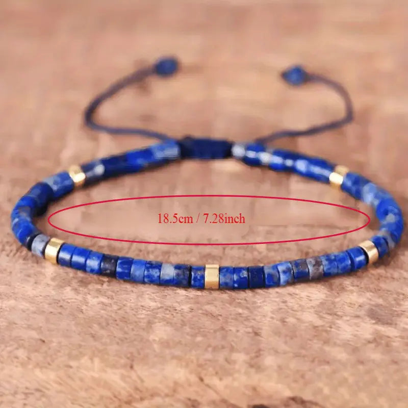 Elegant Gold and Blue Natural Lapis Lazuli Bracelet