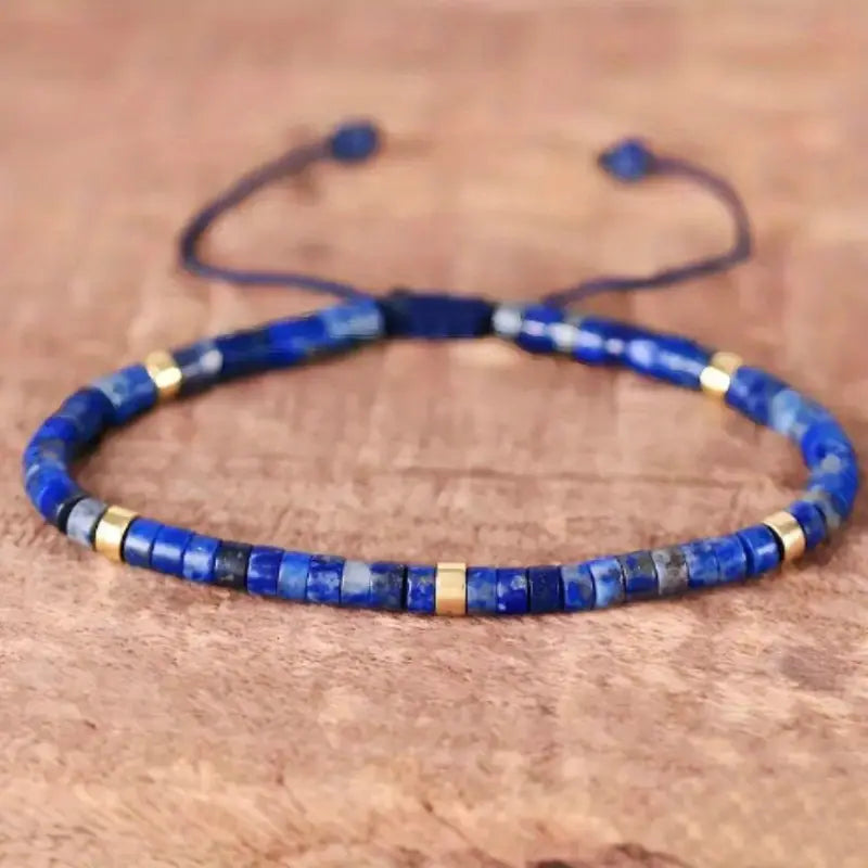 Elegant Gold and Blue Natural Lapis Lazuli Bracelet