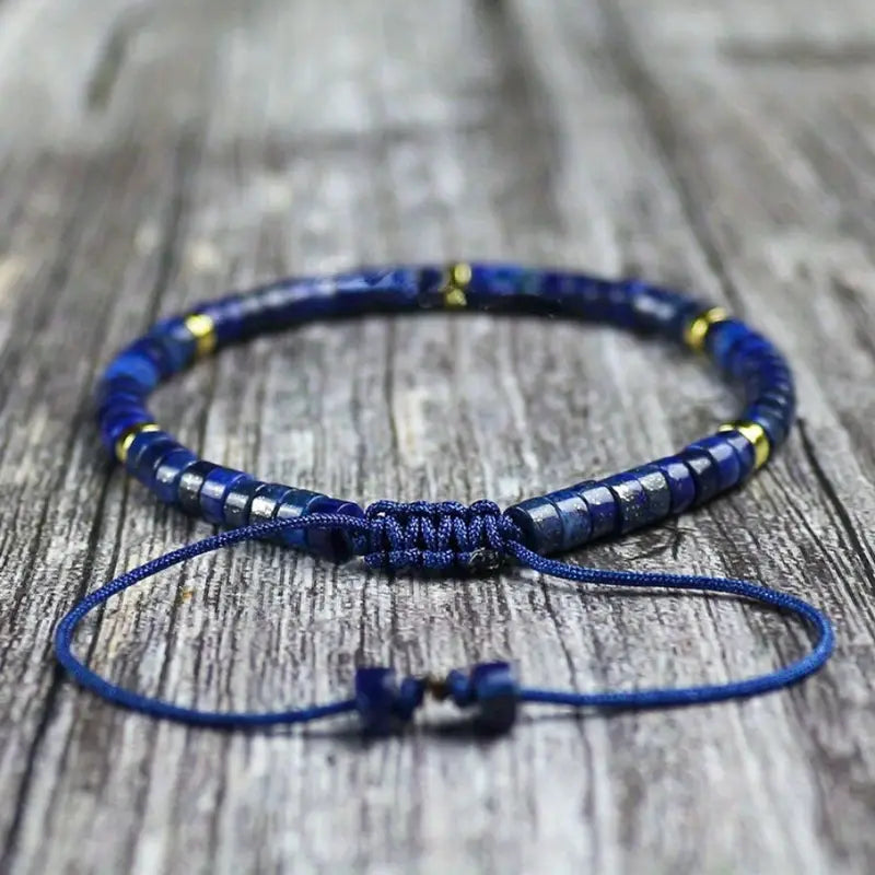 Elegant Gold and Blue Natural Lapis Lazuli Bracelet