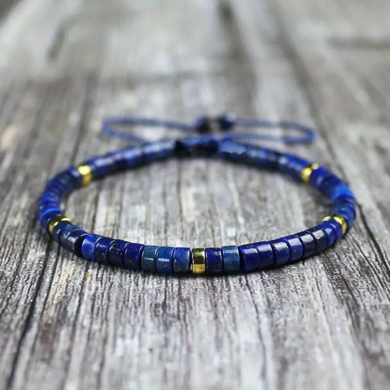 Elegant Gold and Blue Natural Lapis Lazuli Bracelet