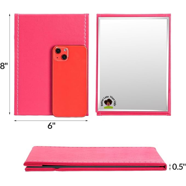 "Better Late than Ugly" 6 x 9 Mirror (Pink & Green)