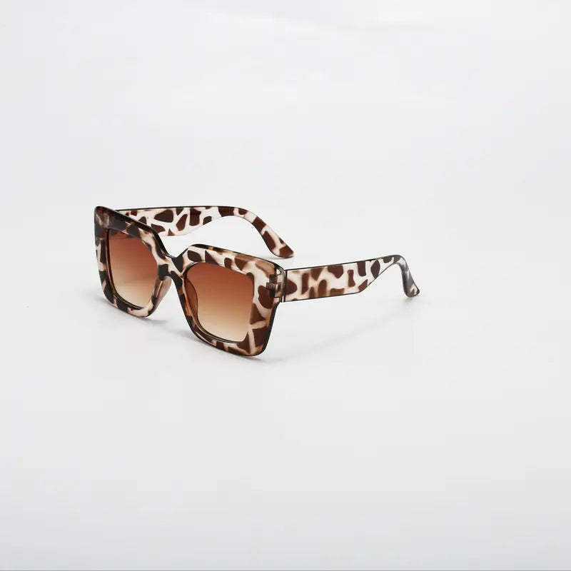 Leopard Print Square Women Gradient Eyeglasses Fashion Decorative Glasses