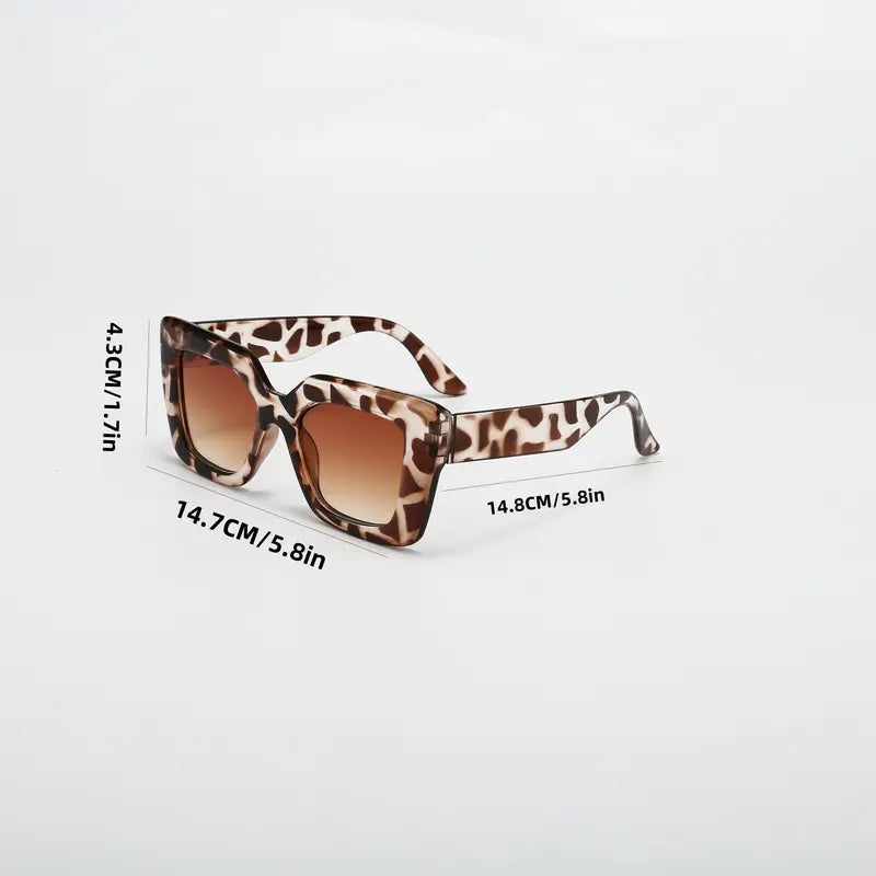 Leopard Print Square Women Gradient Eyeglasses Fashion Decorative Glasses