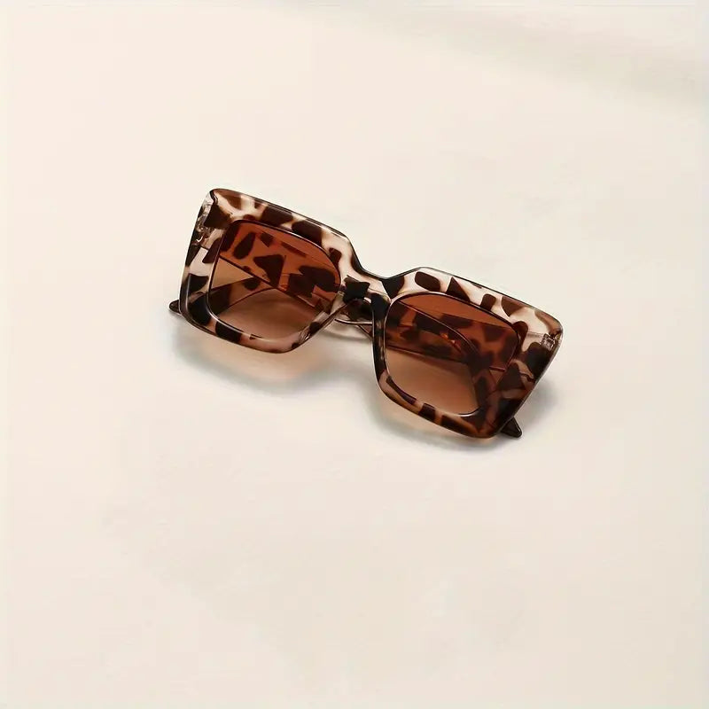 Leopard Print Square Women Gradient Eyeglasses Fashion Decorative Glasses