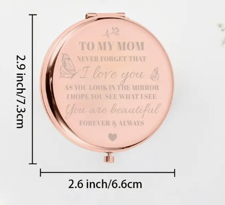 Engraved Magnifying Compact Mirror Mom