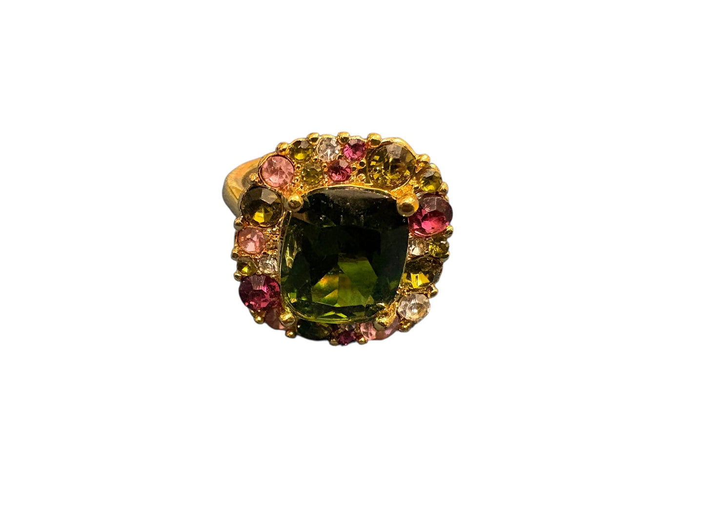 Beautiful Pink and Green Jewel Ring