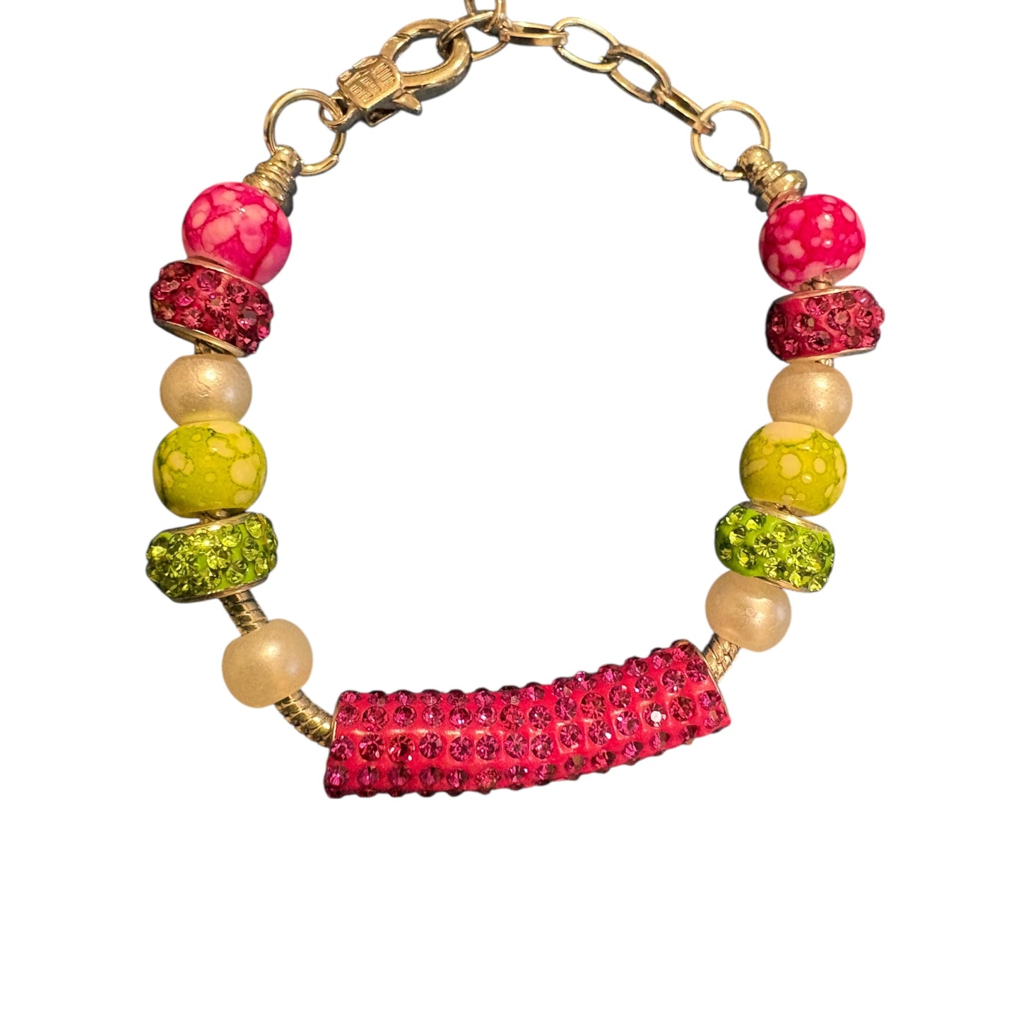 Handmade Pink & Green Harmony Bracelet