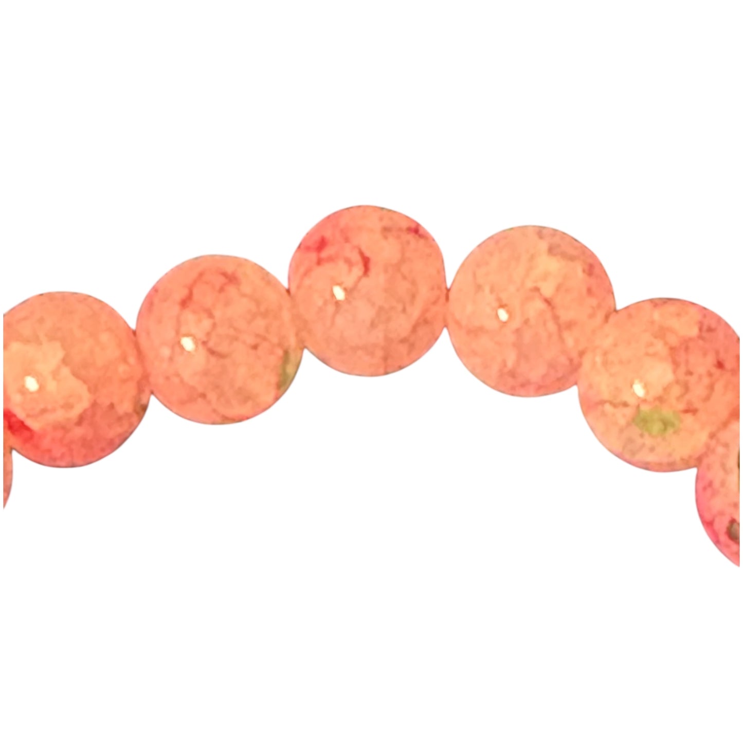 Handmade Beaded Pink and Green Glass Bracelet with Sterling Silver Spacers