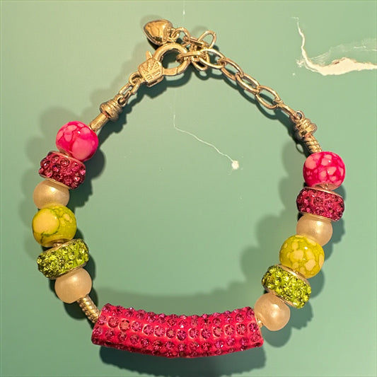 Handmade Pink & Green Harmony Bracelet