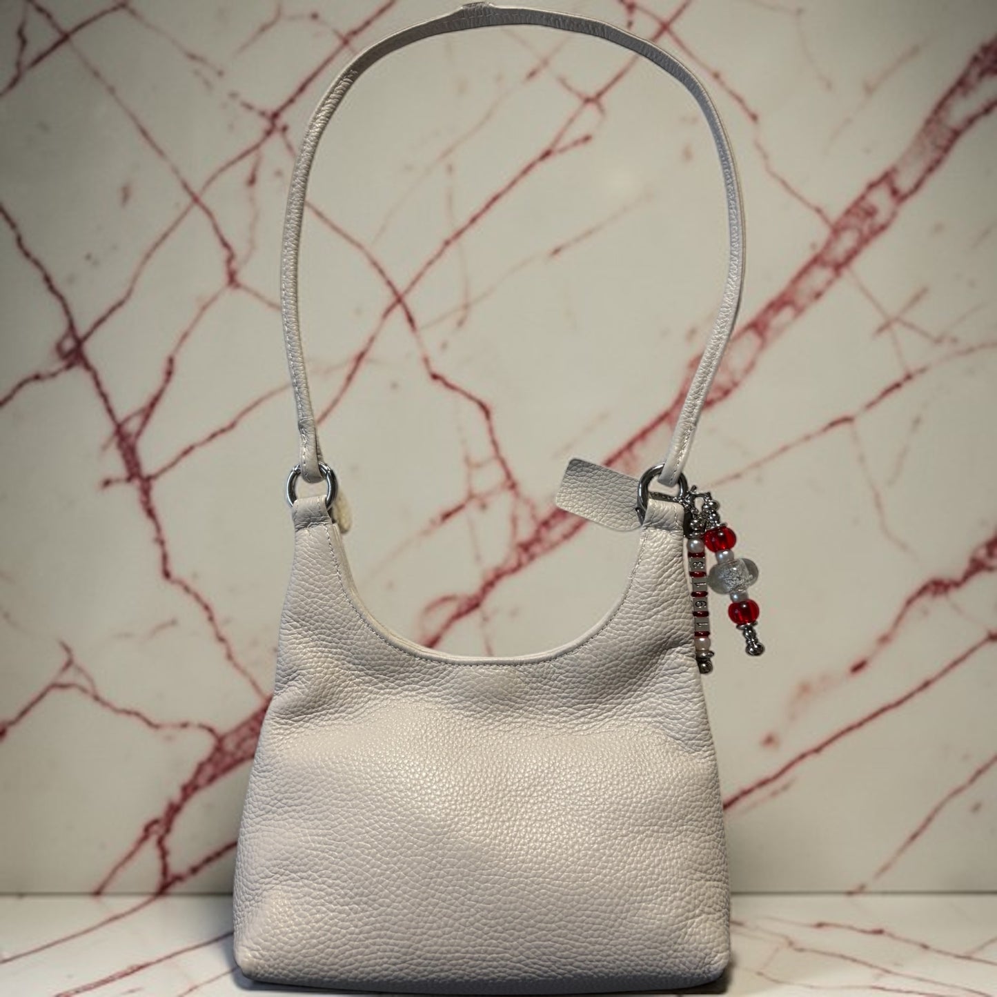 Crimson and Cream Luxurious Leather Purse Handbag