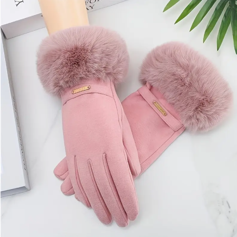 Glove with Beautiful Faux Fur Trim