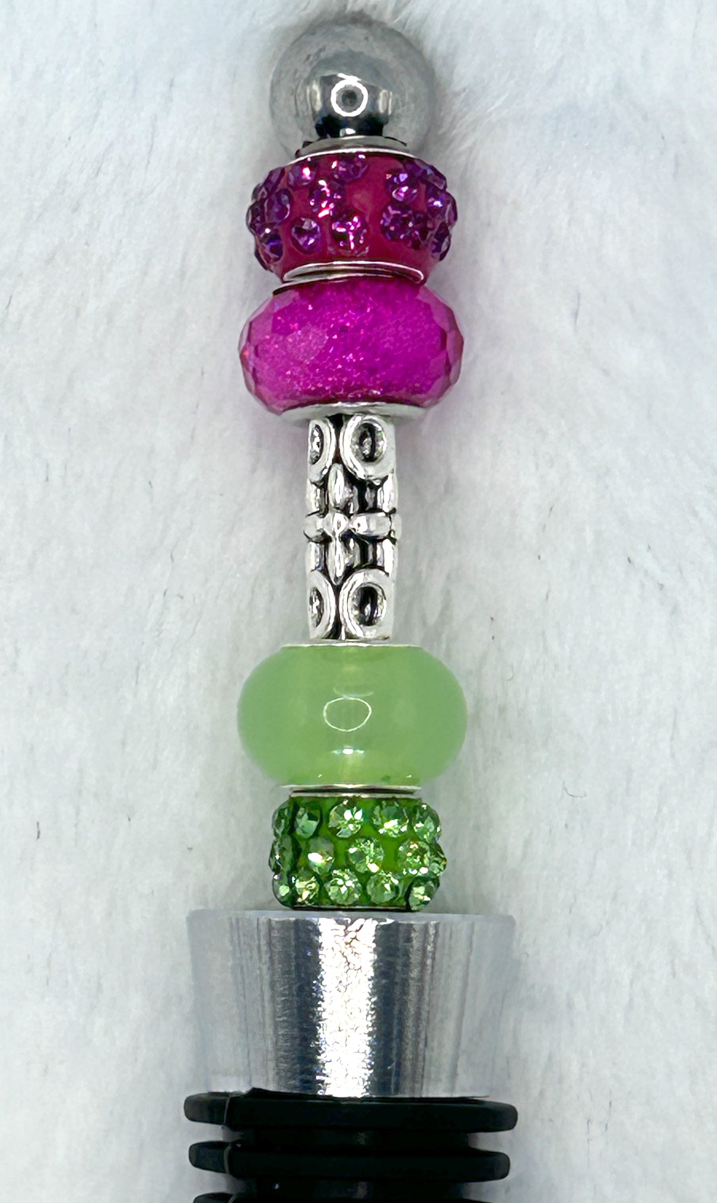 Beaded Wine Stopper (Pink and Green)